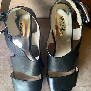 Michael Kors Black Heels with Chunky Heel and Slingback Style
